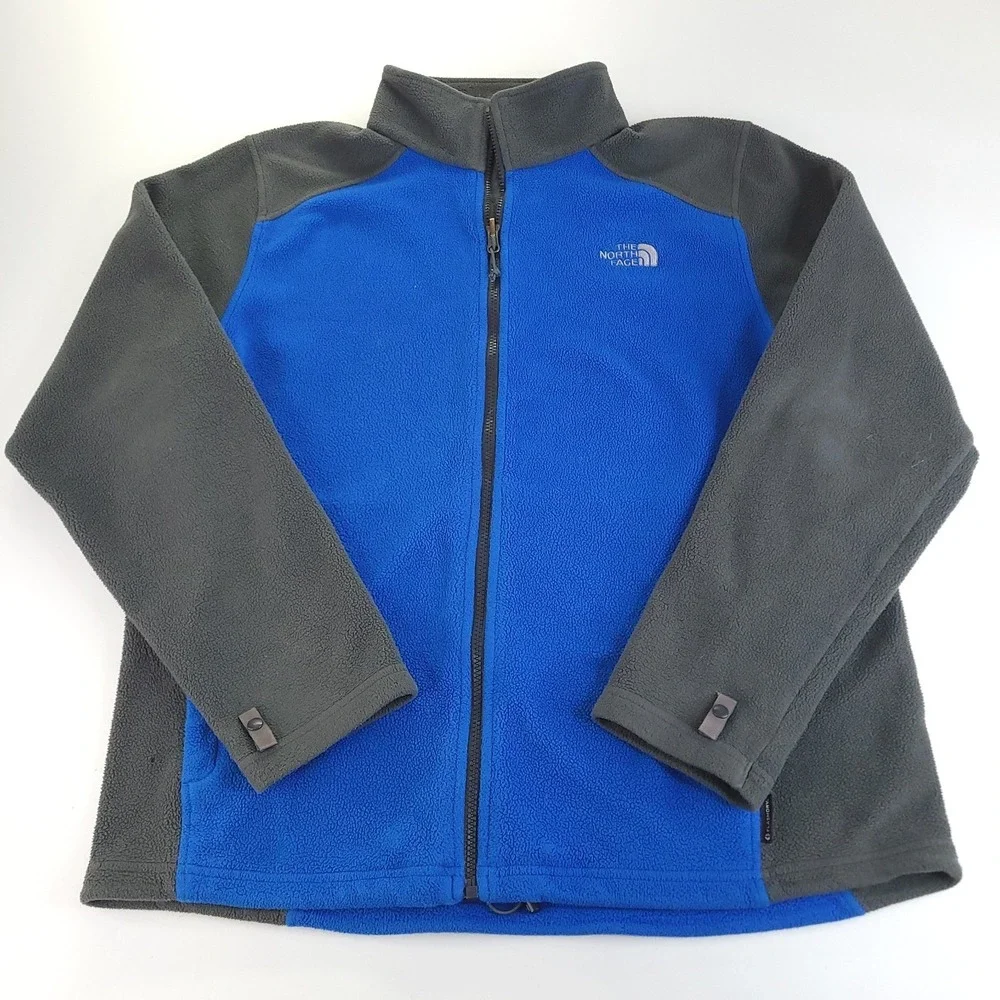 The North Face Flashdry Fleece Jacket Mens Large Blue and Charcoal Lightweight